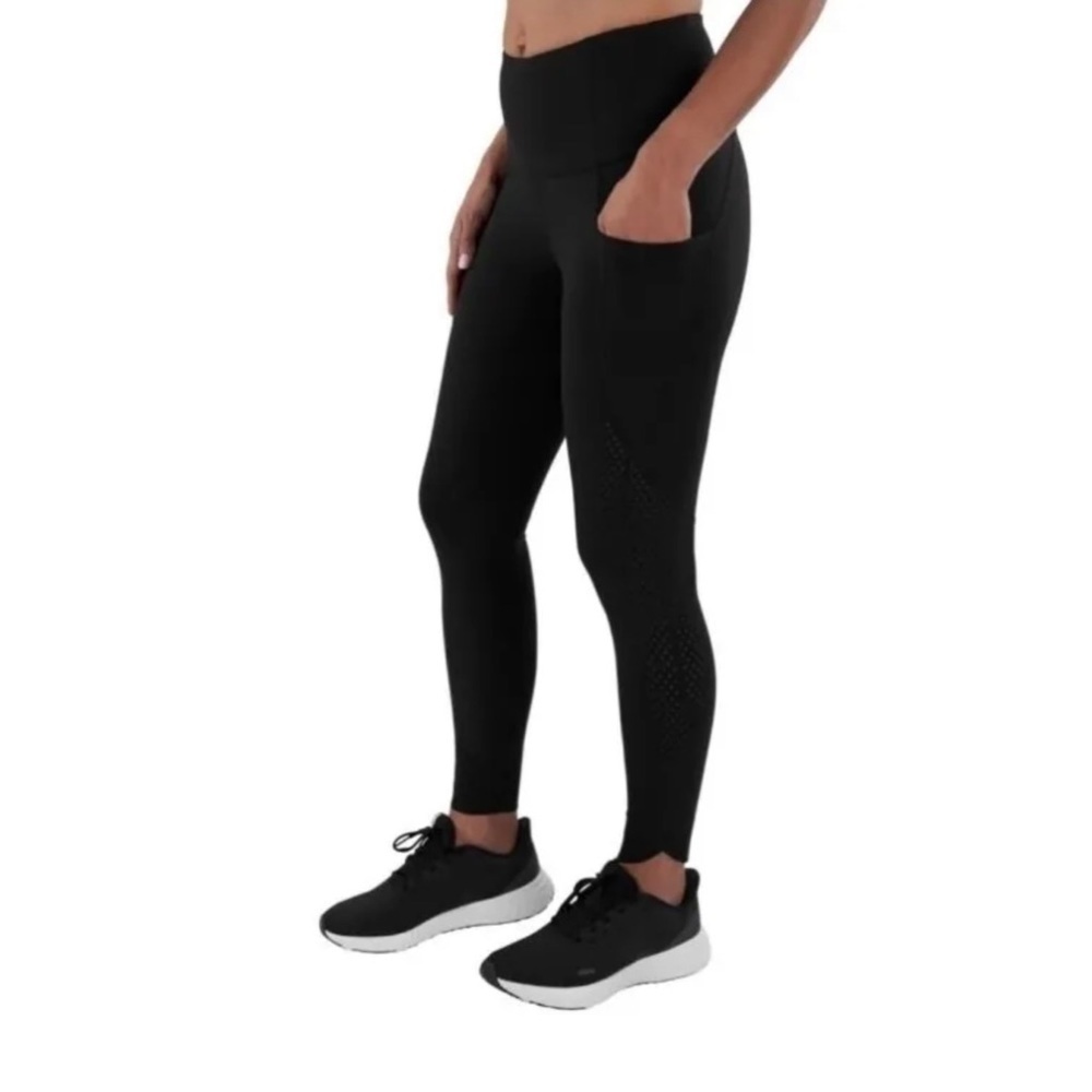 Members Mark Black Everyday Perforated Leggings With Side Pockets Size Small